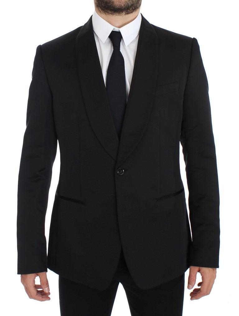 Dolce & Gabbana Exclusive Black Silk One Button Blazer