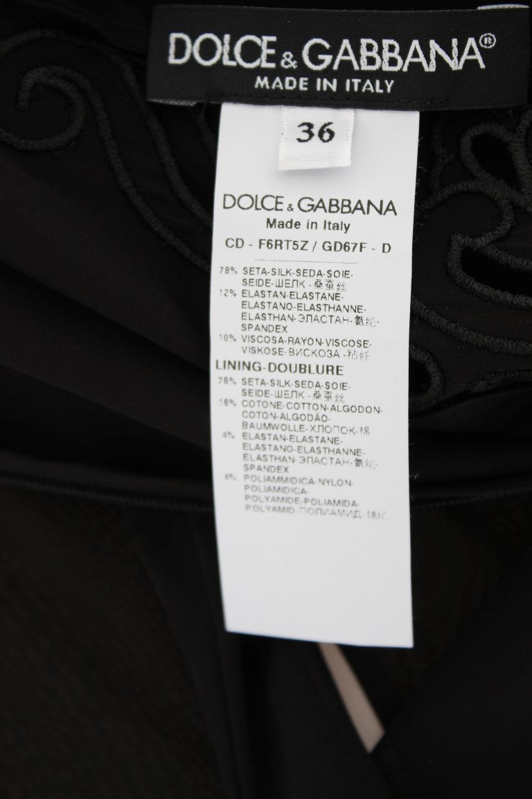Dolce & Gabbana Elegant Black Floral Lace Sheath Dress