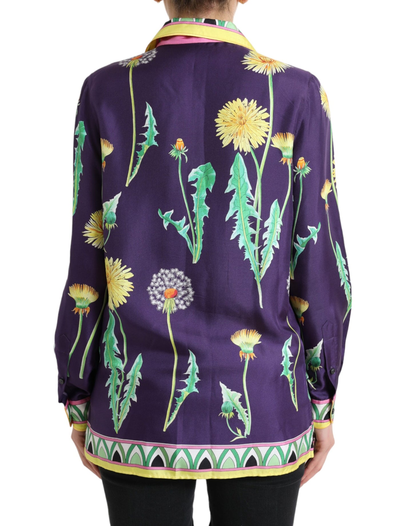 Dolce & Gabbana Purple Floral Print Twill Shirt Blouse Top