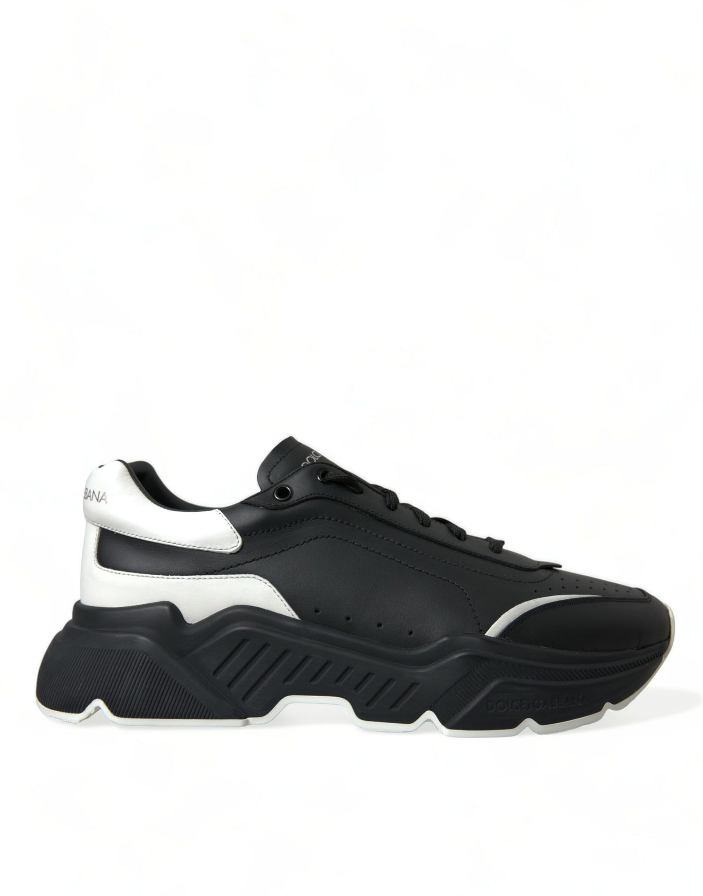 Dolce & Gabbana Black White Leather Logo Daymaster Sneakers Shoes