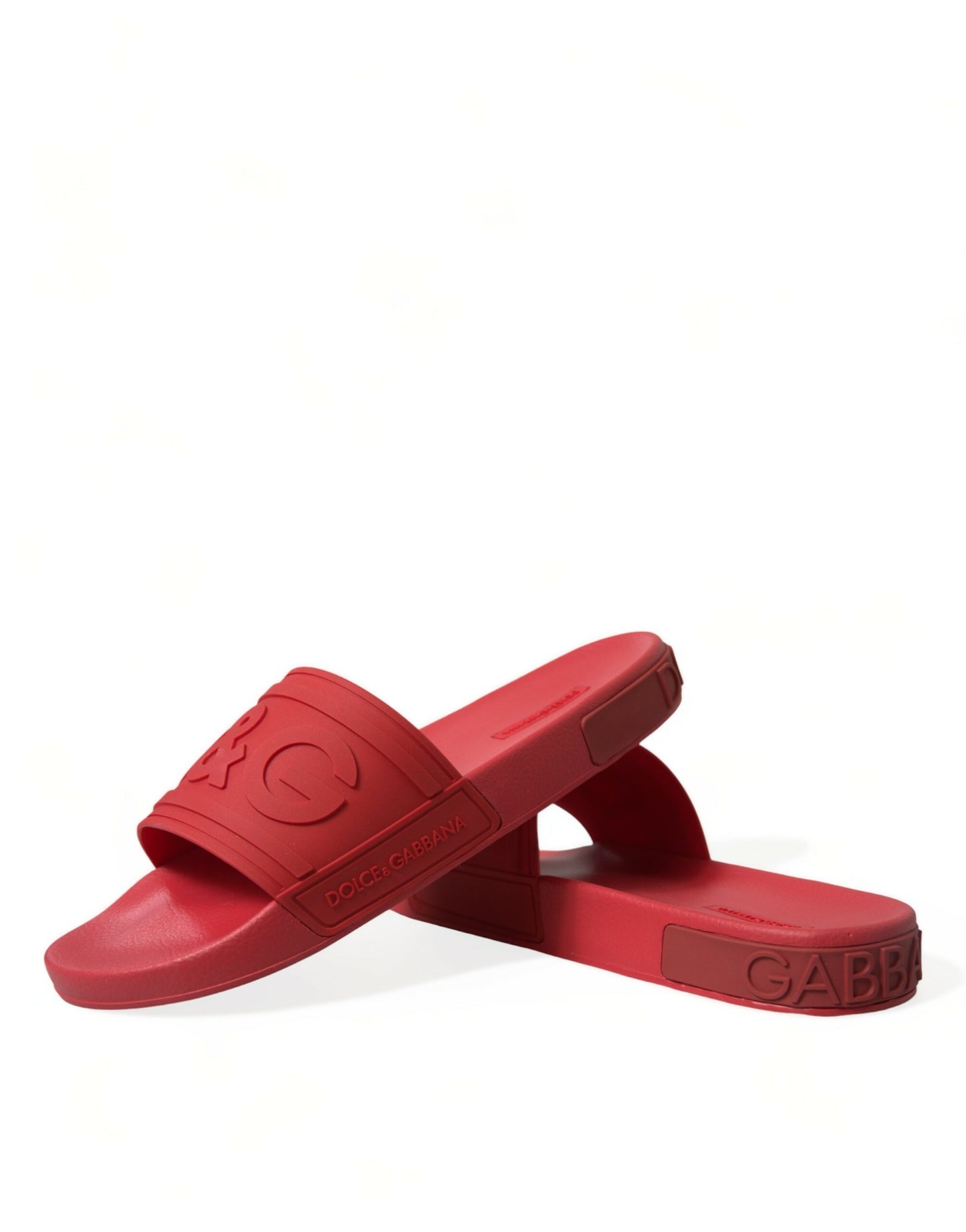 Dolce & Gabbana Red Rubber Sandals Slippers Beachwear Shoes