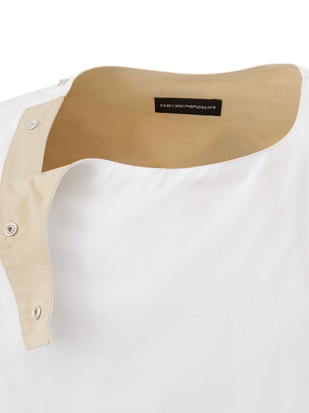 Emporio Armani Chic Oversized White Cotton Tee with Unique Button Detail