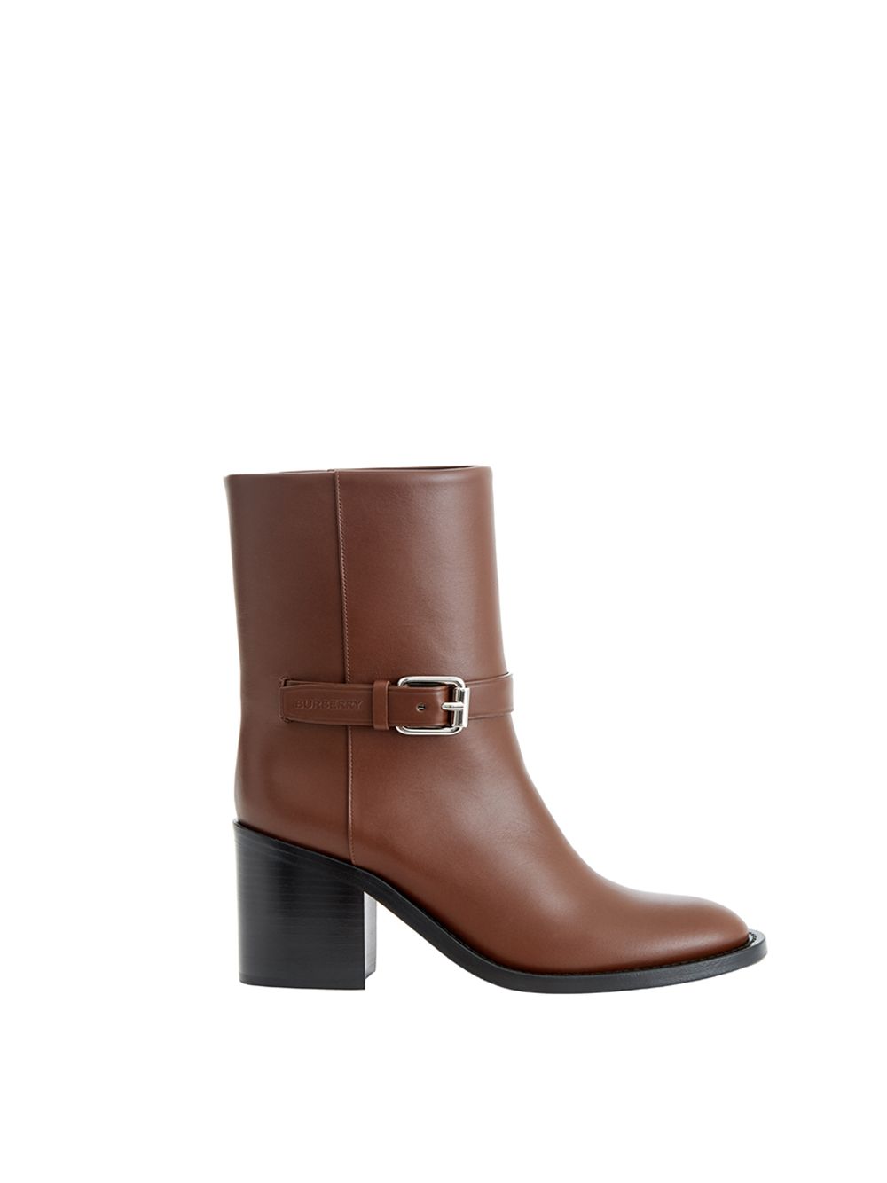 Burberry Chic Brown Leather Ankle Boots with Buckle Detail