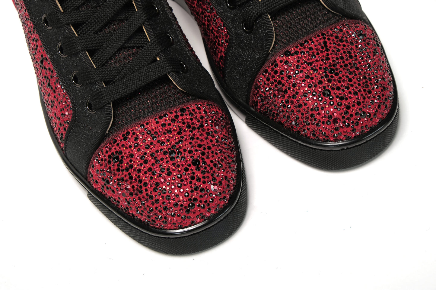 Christian Louboutin Red Black Louis Junior Spikes Sneaker Shoes