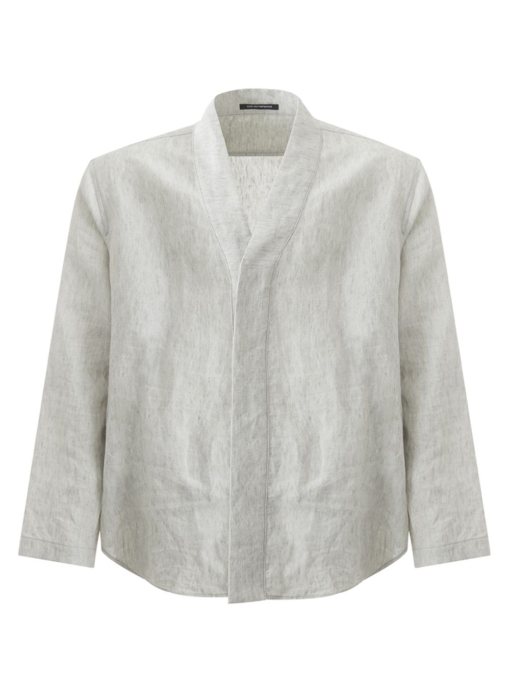 Emporio Armani Chic Grey Linen V-Neck Overshirt