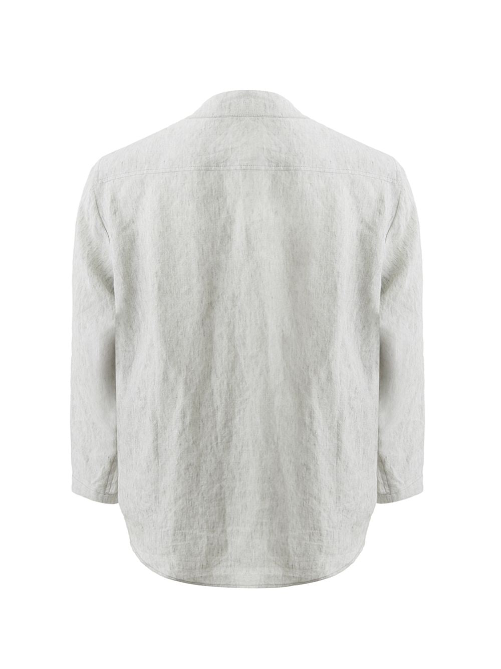 Emporio Armani Chic Grey Linen V-Neck Overshirt