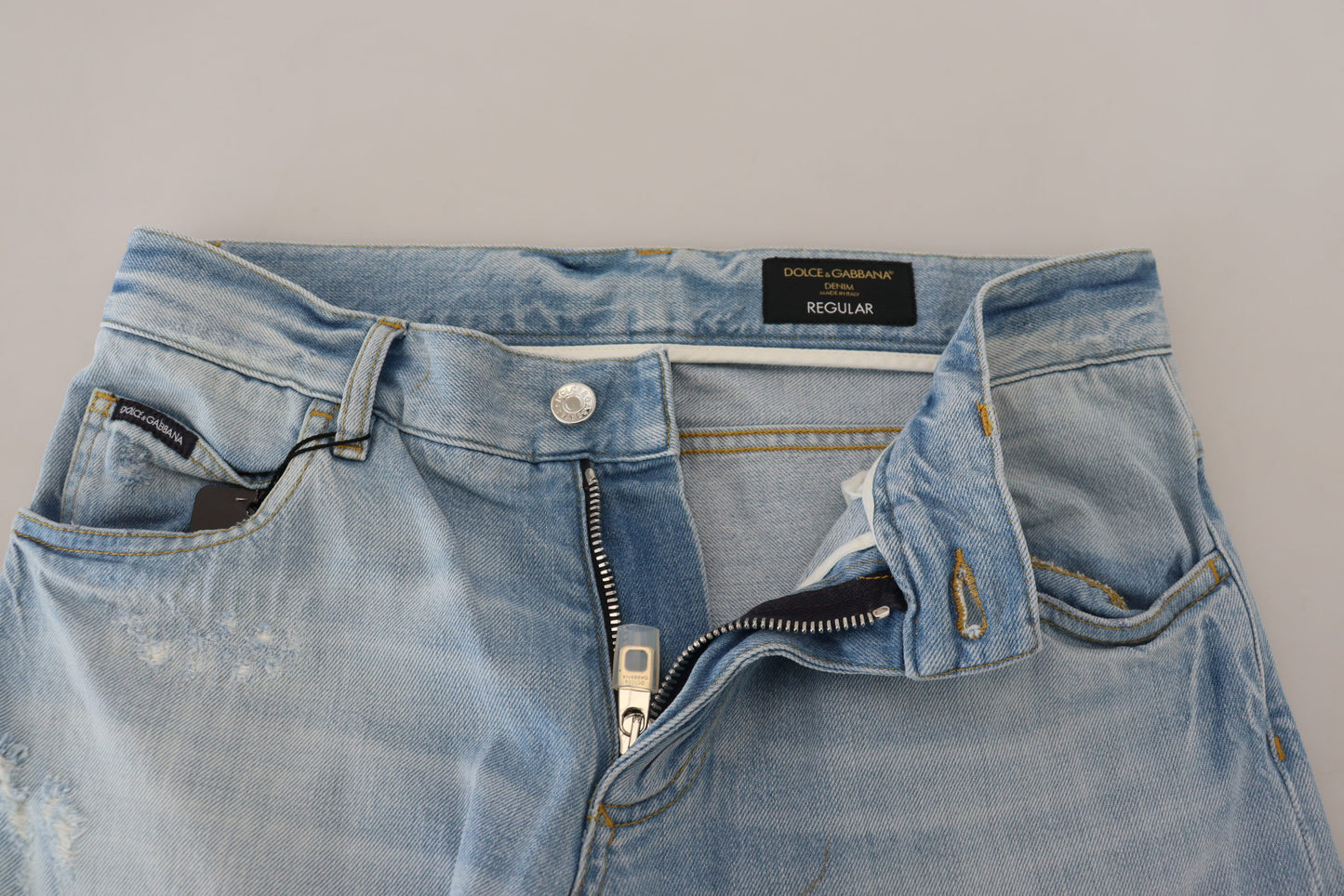 Dolce & Gabbana Light Blue Cotton Tattered Casual Denim Jeans