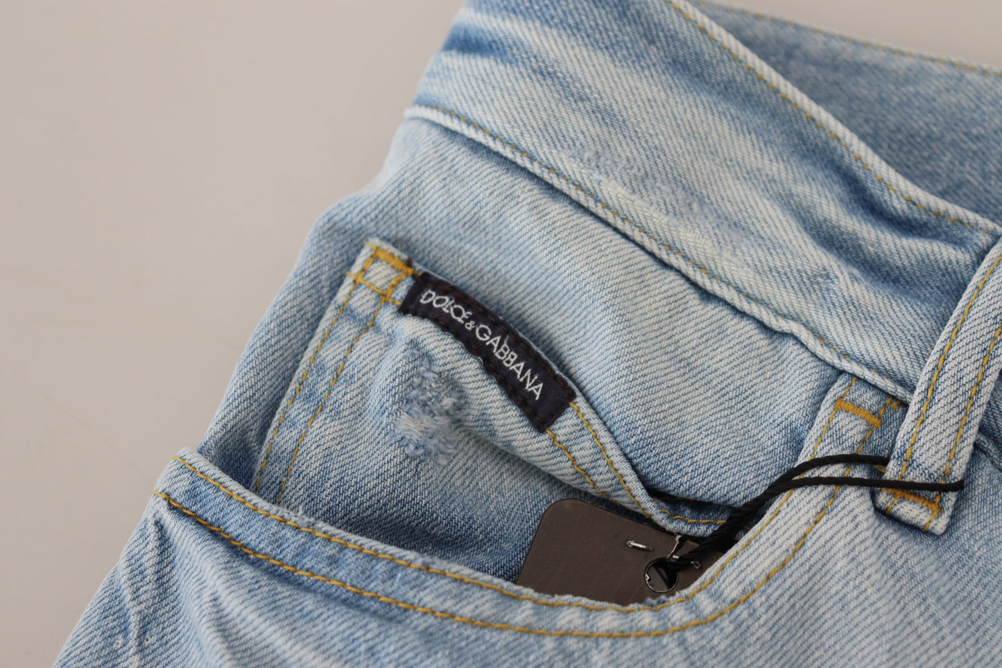 Dolce & Gabbana Light Blue Cotton Tattered Casual Denim Jeans