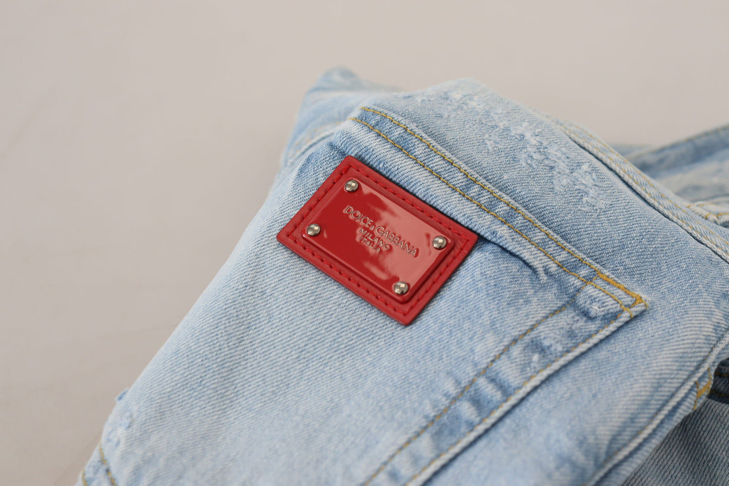 Dolce & Gabbana Light Blue Cotton Tattered Casual Denim Jeans