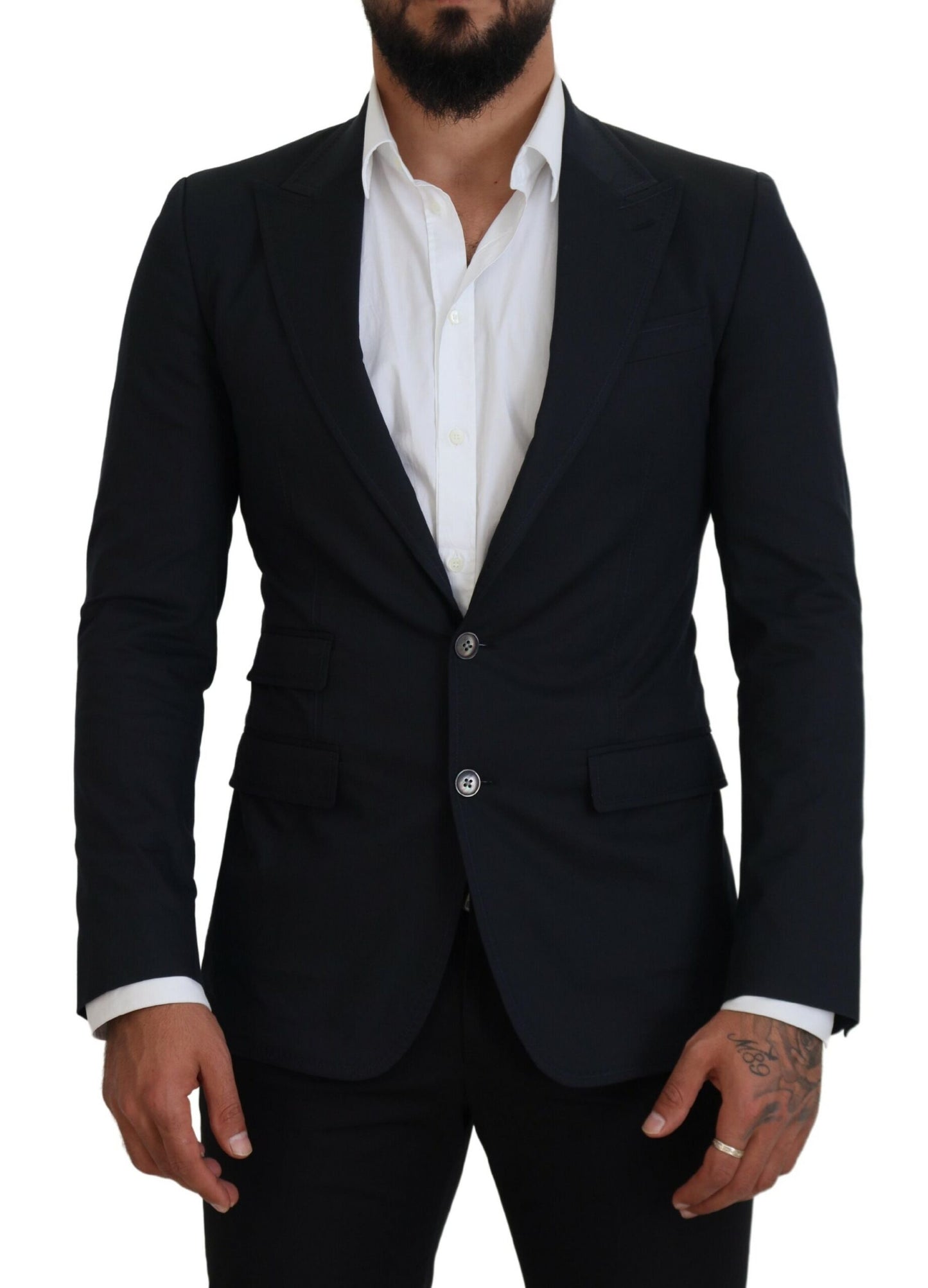 Dolce & Gabbana Blue Cotton Formal Taormina Blazer