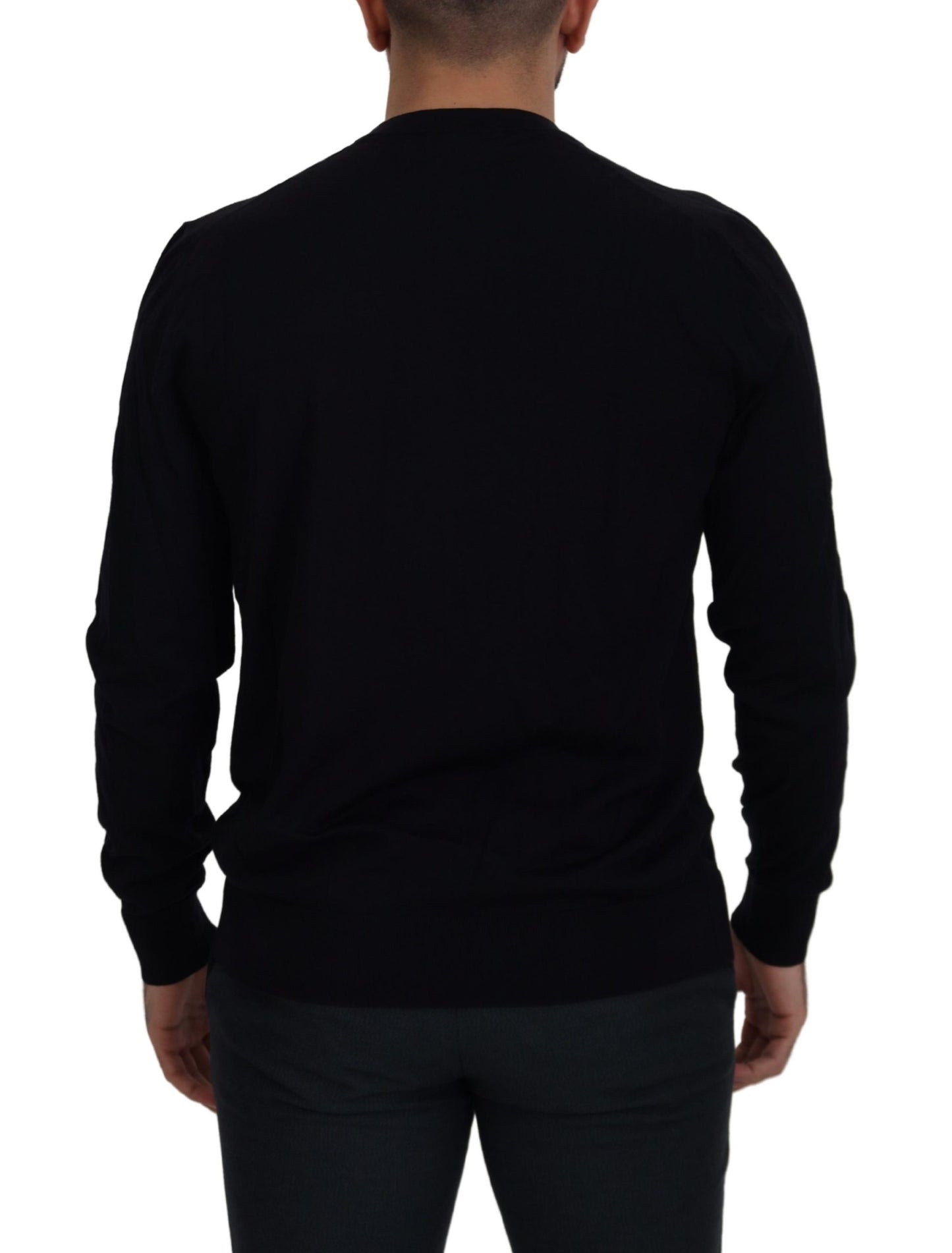Dolce & Gabbana Black Virgin Wool Crewneck Pullover Sweater