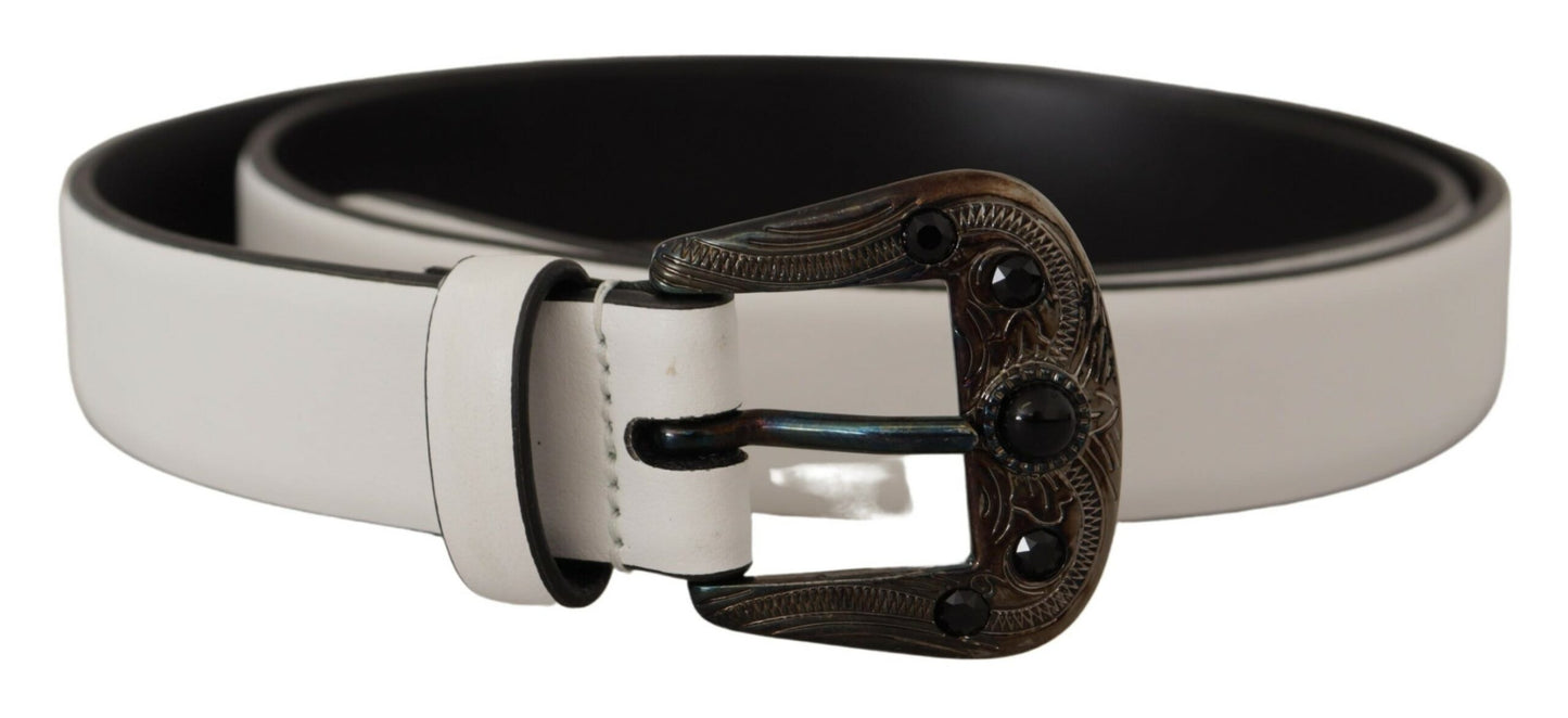 Dolce & Gabbana Elegant White Vitello Leather Belt