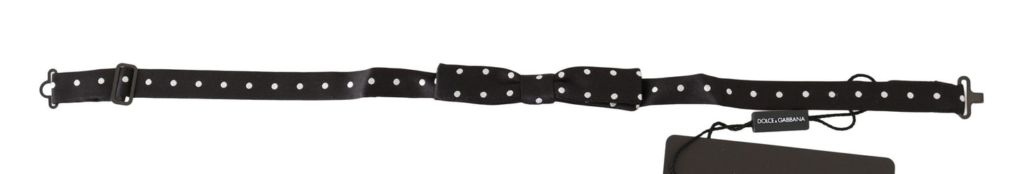 Dolce &Gabbana Zwart 100% Zijde Polka Dot Verstelbare Hals Bow Tie