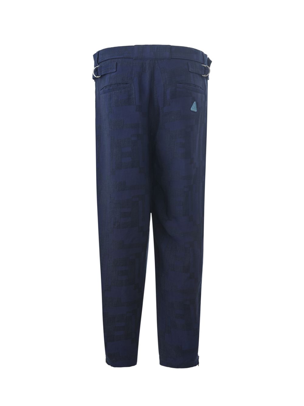 Emporio Armani Elegant Blue Linen Zip Bottom Trousers