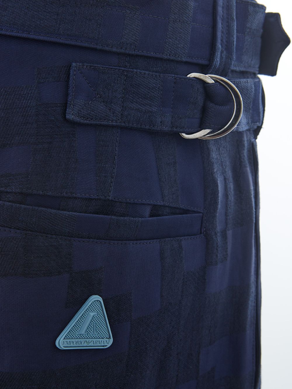 Emporio Armani Elegant Blue Linen Zip Bottom Trousers