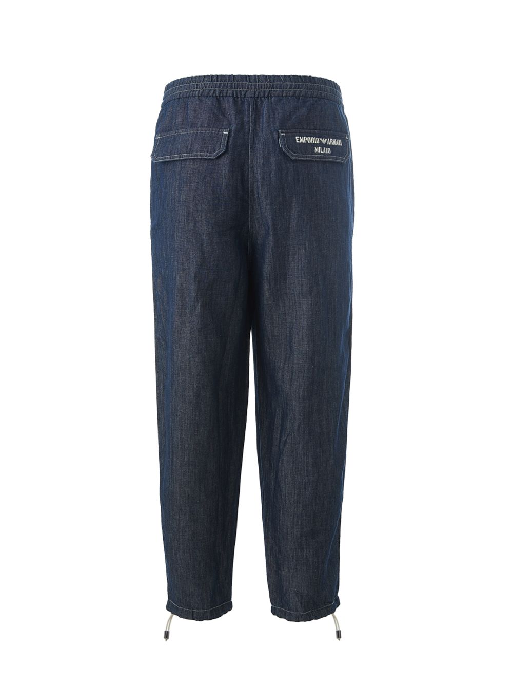 Emporio Armani Elegant Blue Cotton Trousers with Logo Detail