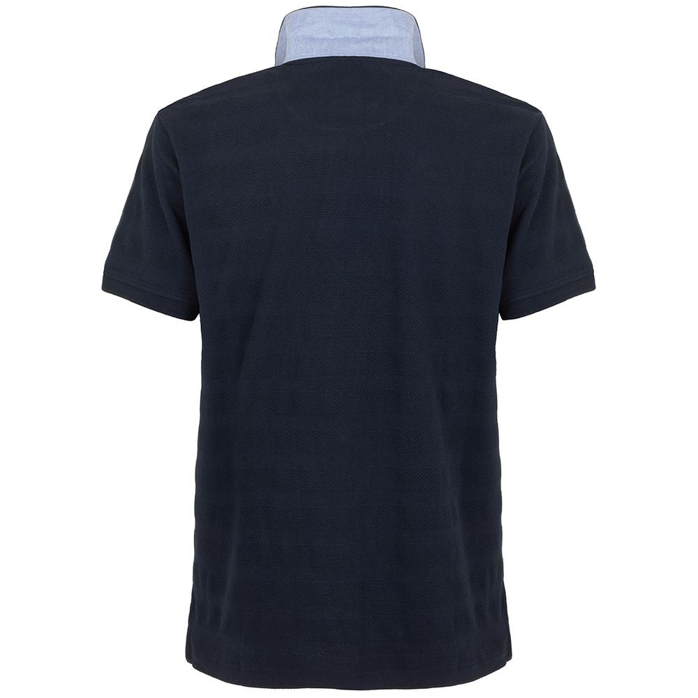 Fred Mello Chic Blue Cotton Polo Shirt with Green Accents