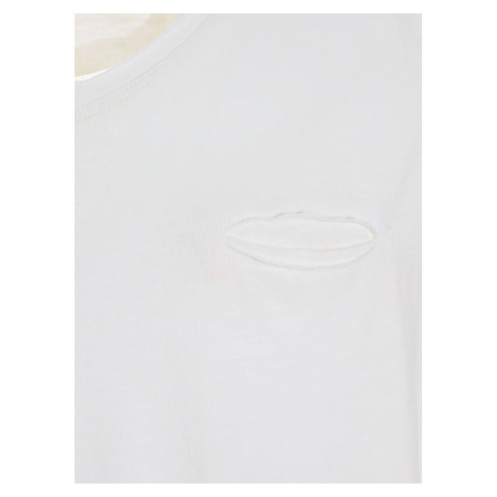 Yes Zee Crisp White V-Neck Tee with Pocket Detail