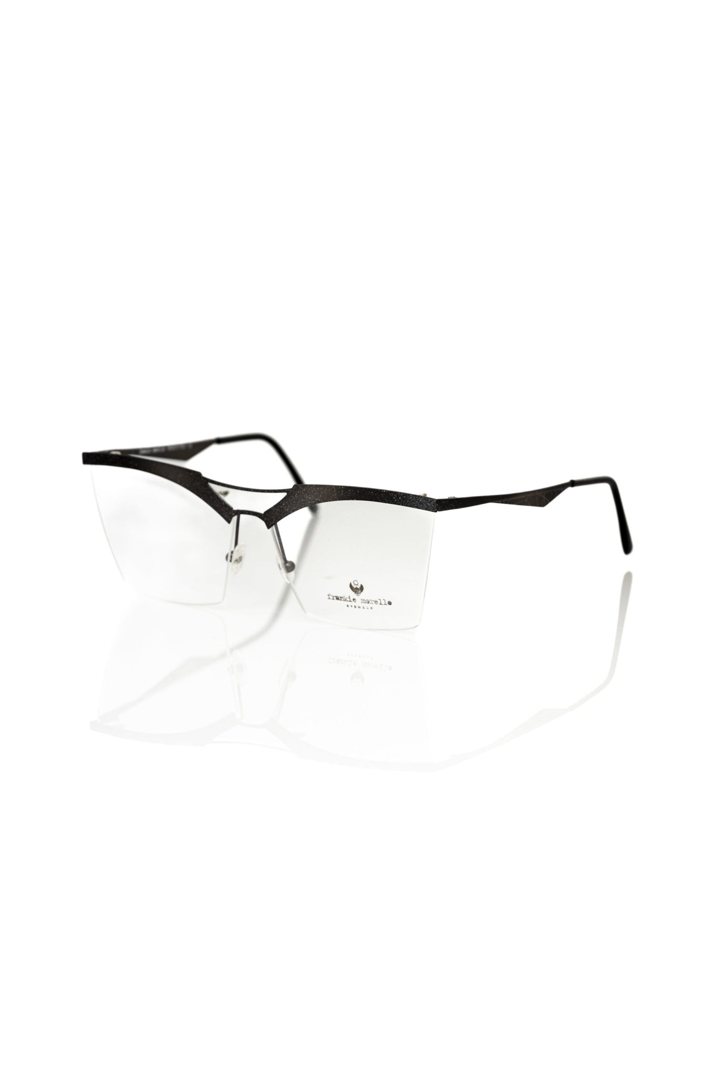 Frankie Morello Glitter Black Metal Clubmaster Eyeglasses