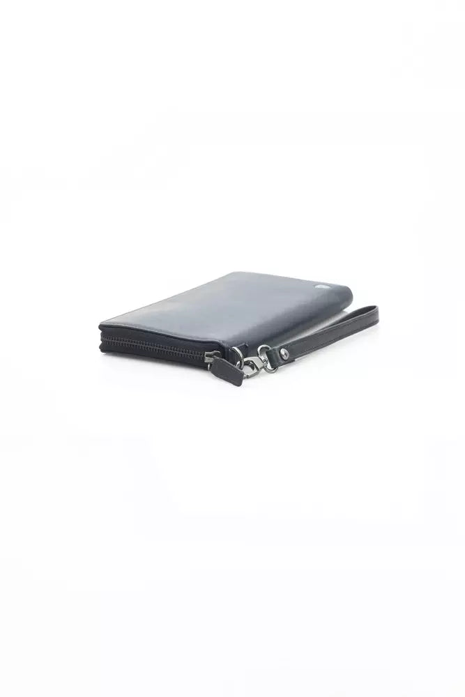 Automobili Lamborghini Sleek Blue Leather Zip Wallet