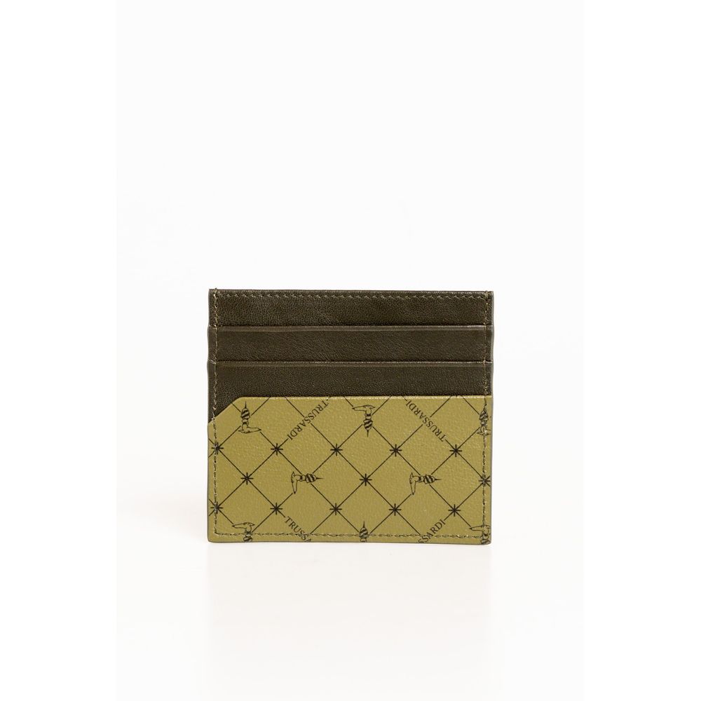 Trussardi Elegant Green Leather Card Holder