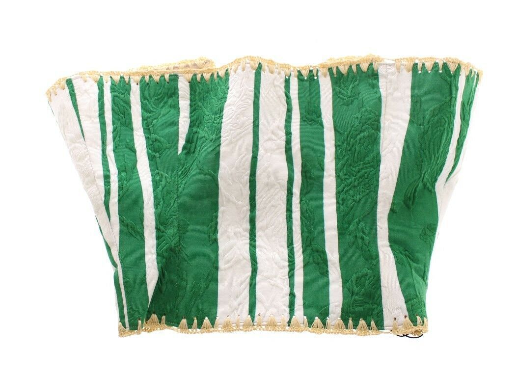 Dolce & Gabbana Green Striped Corset Woven Raffia Waist Belt