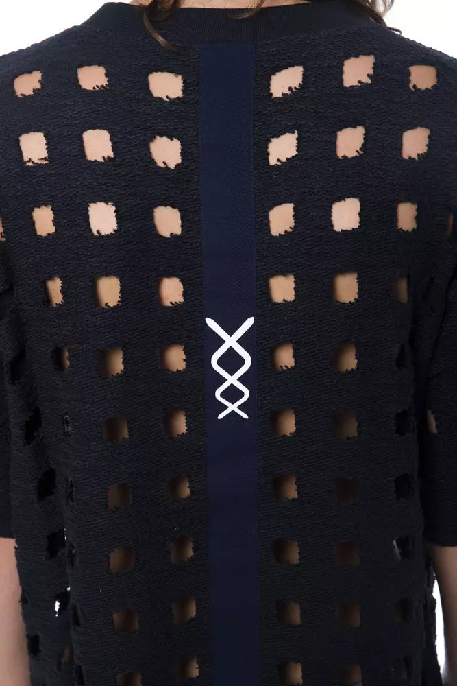 Nicolo Tonetto Sleek Black Perforated Cotton Tee