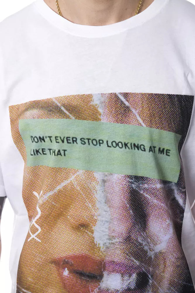 Nicolo Tonetto Elegant White Round Neck Printed Tee