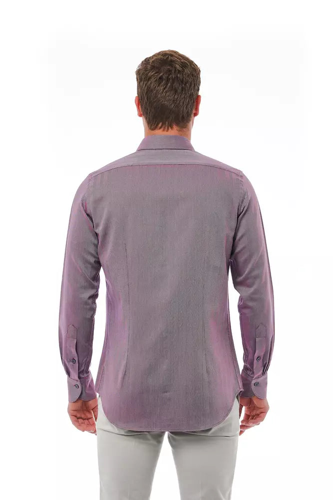 Bagutta Burgundy Slim Fit French Collar Shirt