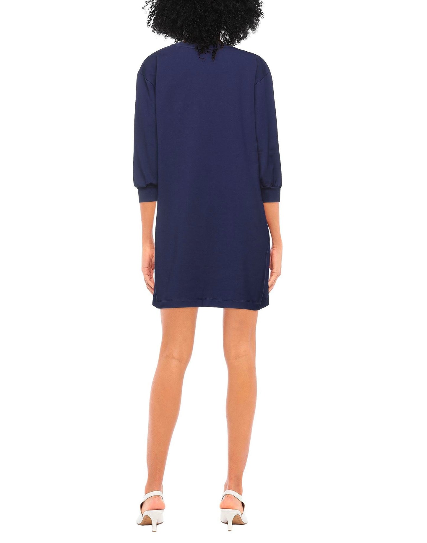 Love Moschino Elegant V-Neck Beaded Logo Dress