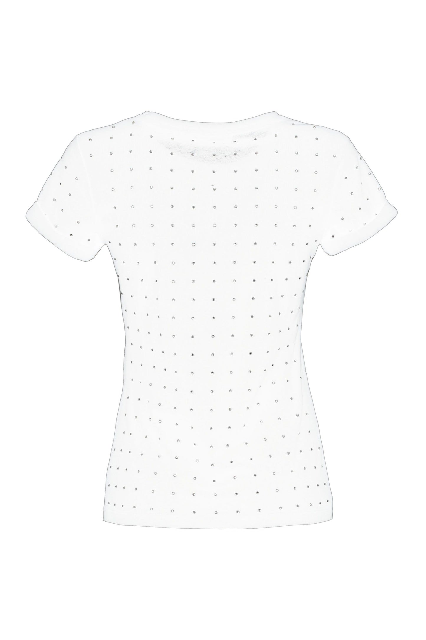 Imperfect Chic White Cotton Tee with Brass Accents