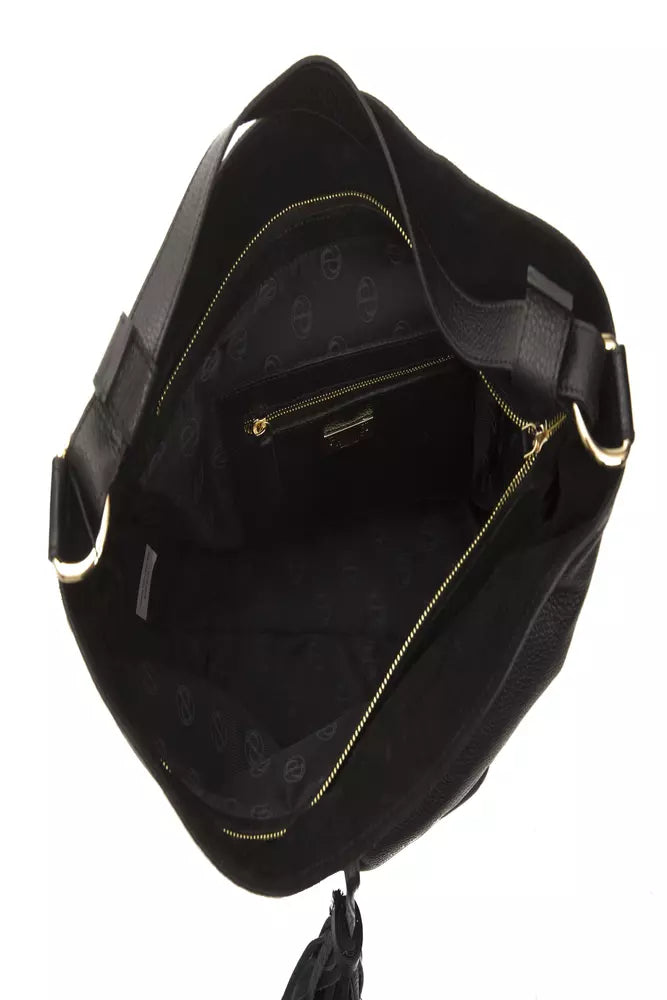 Pompei Donatella Elegant Leather Shoulder Bag in Timeless Black