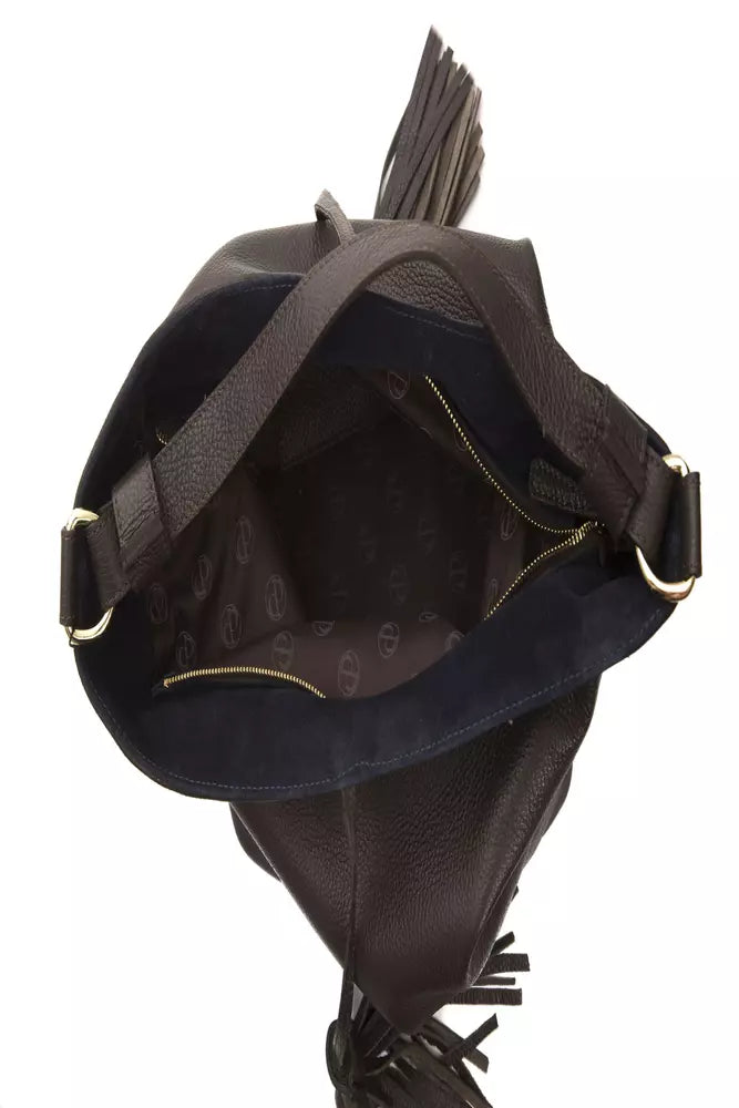 Pompei Donatella Elegant Leather Shoulder Bag in Earthy Brown