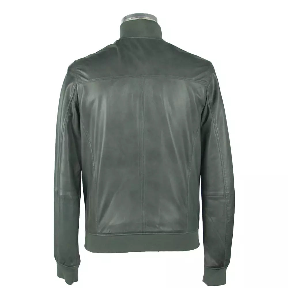 Emilio Romanelli Elegant Green Leather Jacket