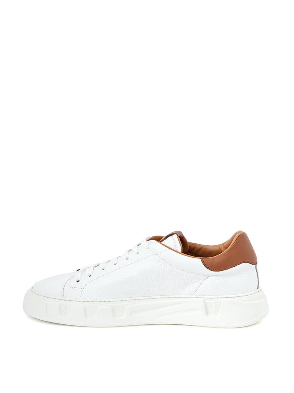 Roberto Cavalli Elegant White Leather Sneakers with Gold Accents