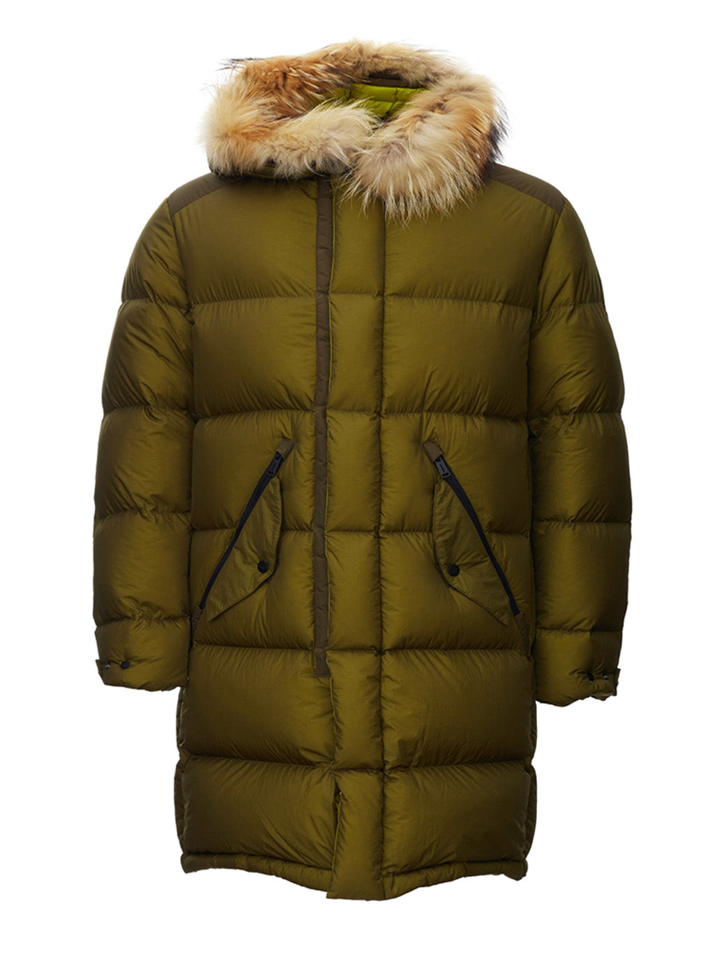 Add Elegant Quilted Long Parka with Fur-Trimmed Hood