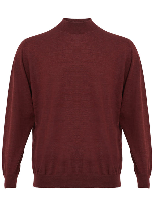 Colombo Bordeaux Mock Neck Cashmere Silk Blend Sweater