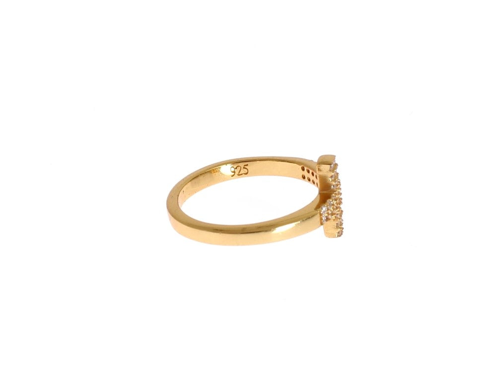 Nialaya Elegant Gold Plated Sterling Silver CZ Ring