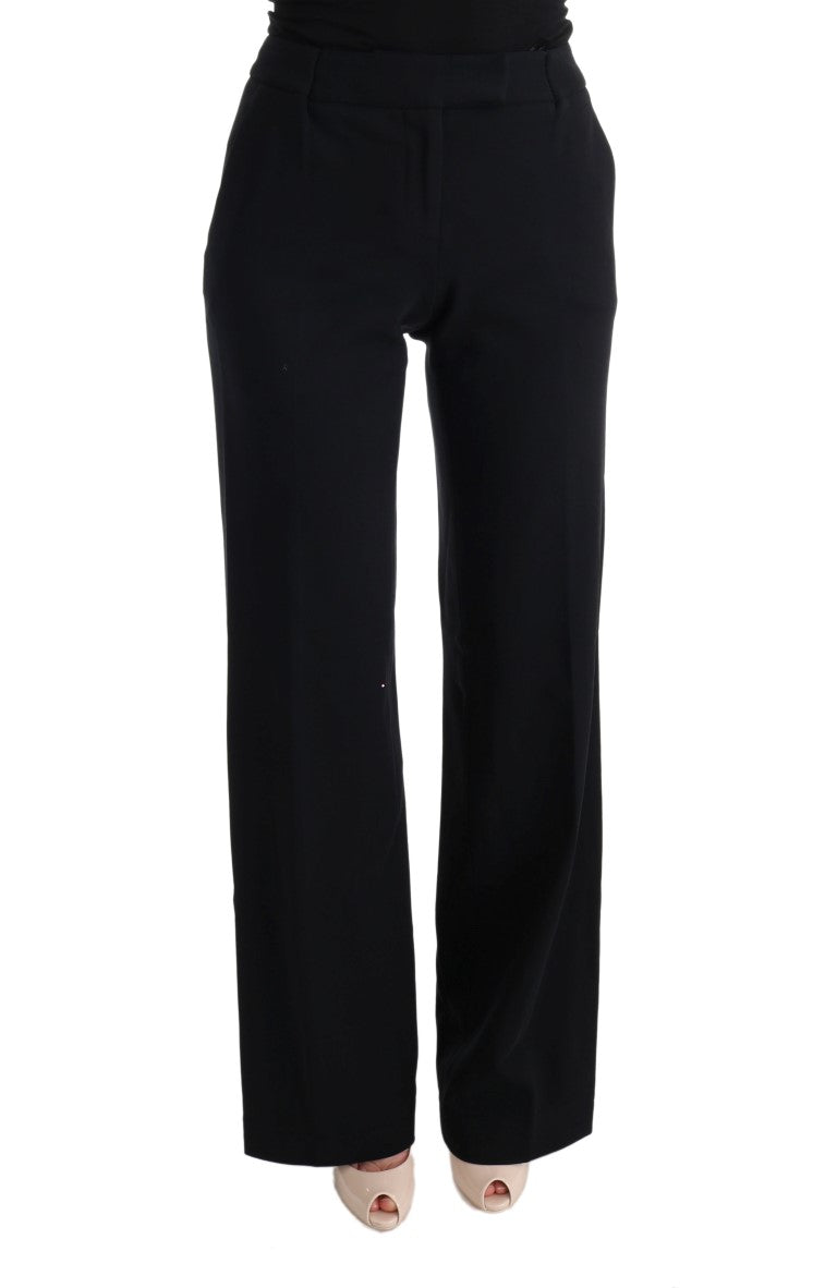 Ermanno Scervino Black Viscose Flare Bootcut Pants