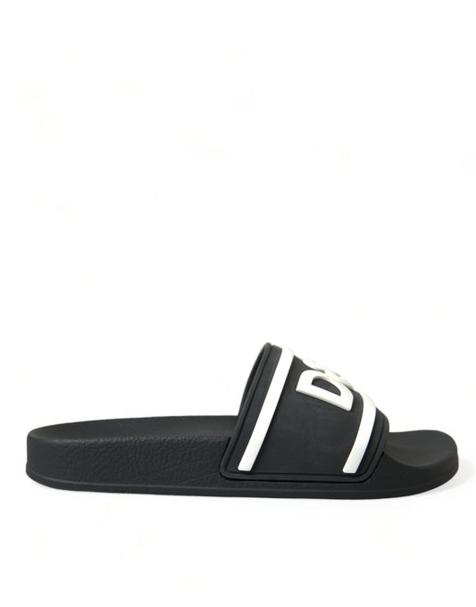 Dolce & Gabbana Black Rubber Beachwear Slippers Sandals Shoes