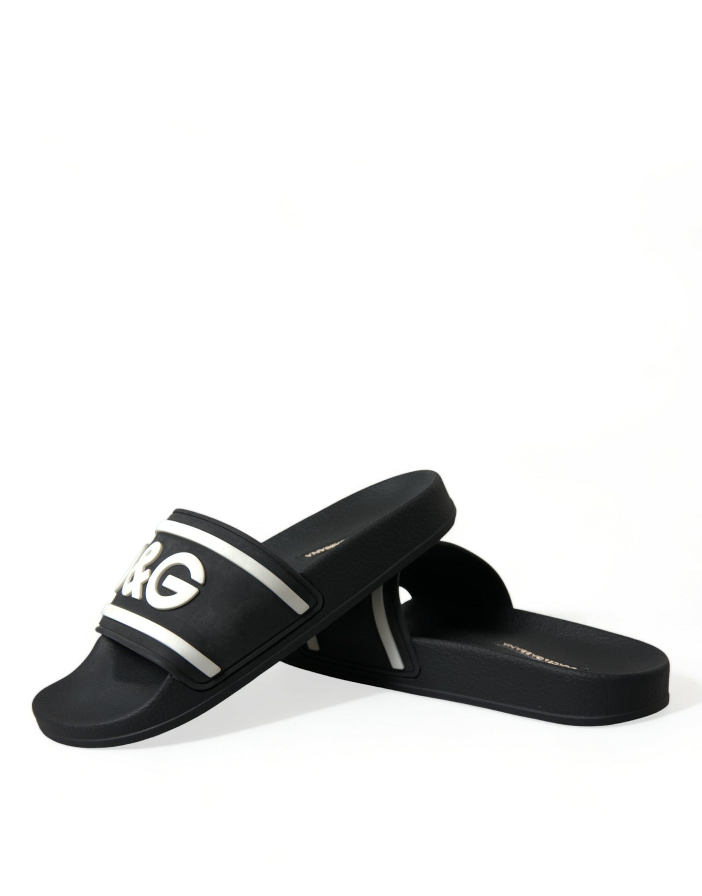 Dolce & Gabbana Black Rubber Beachwear Slippers Sandals Shoes