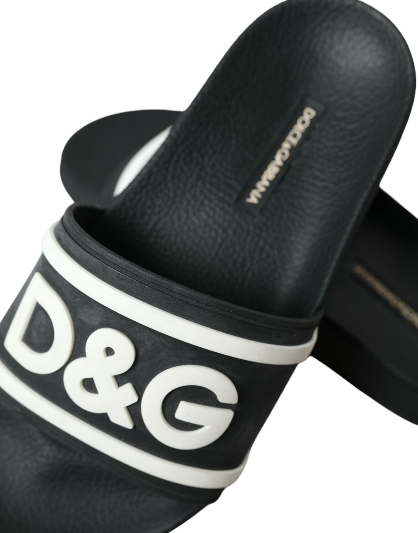 Dolce & Gabbana Black Rubber Beachwear Slippers Sandals Shoes