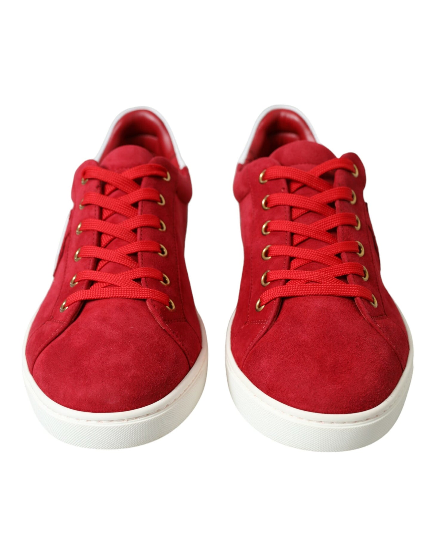 Dolce & Gabbana Red Suede Leather Low Top Sneakers Shoes