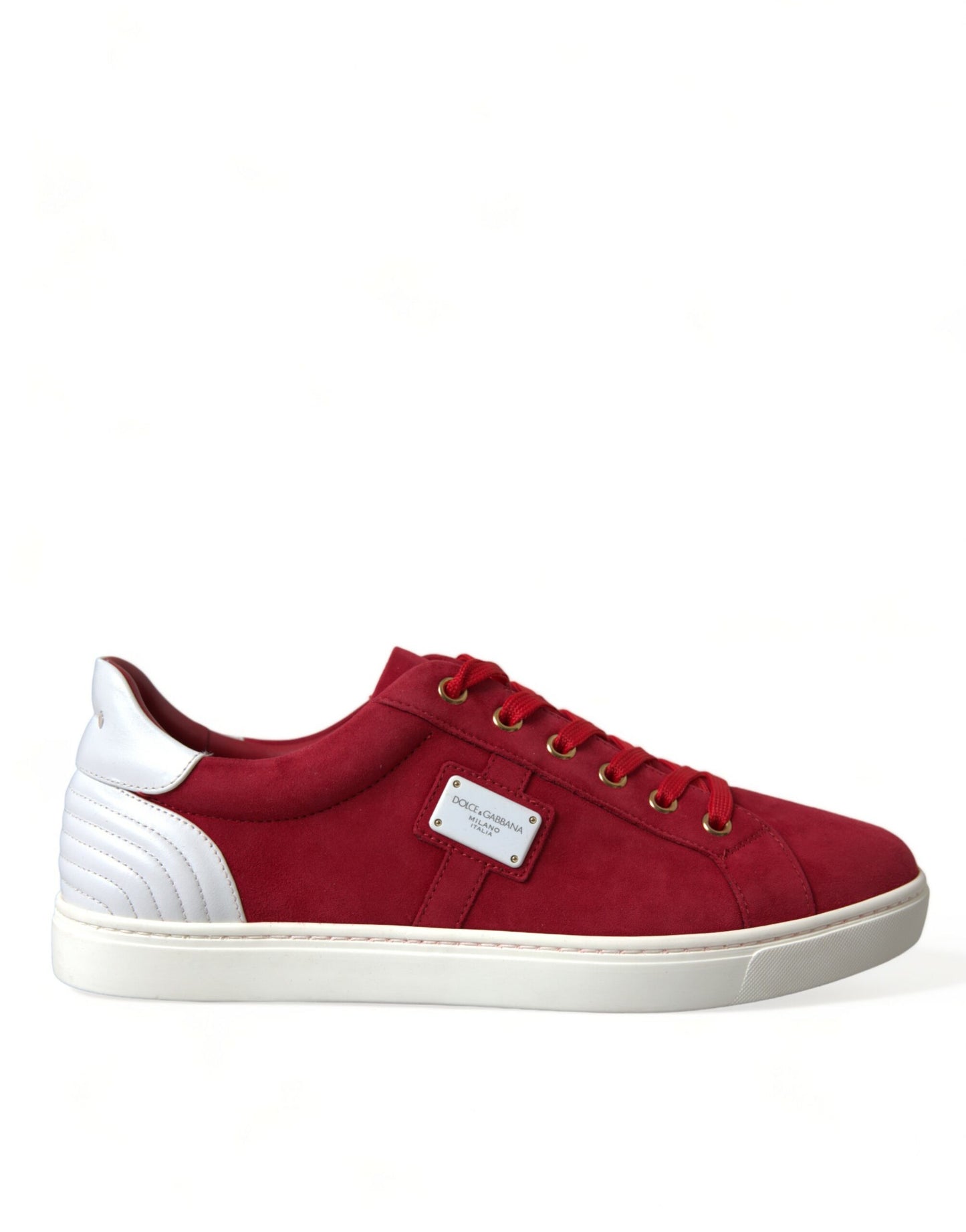 Dolce & Gabbana Red Suede Leather Low Top Sneakers Shoes