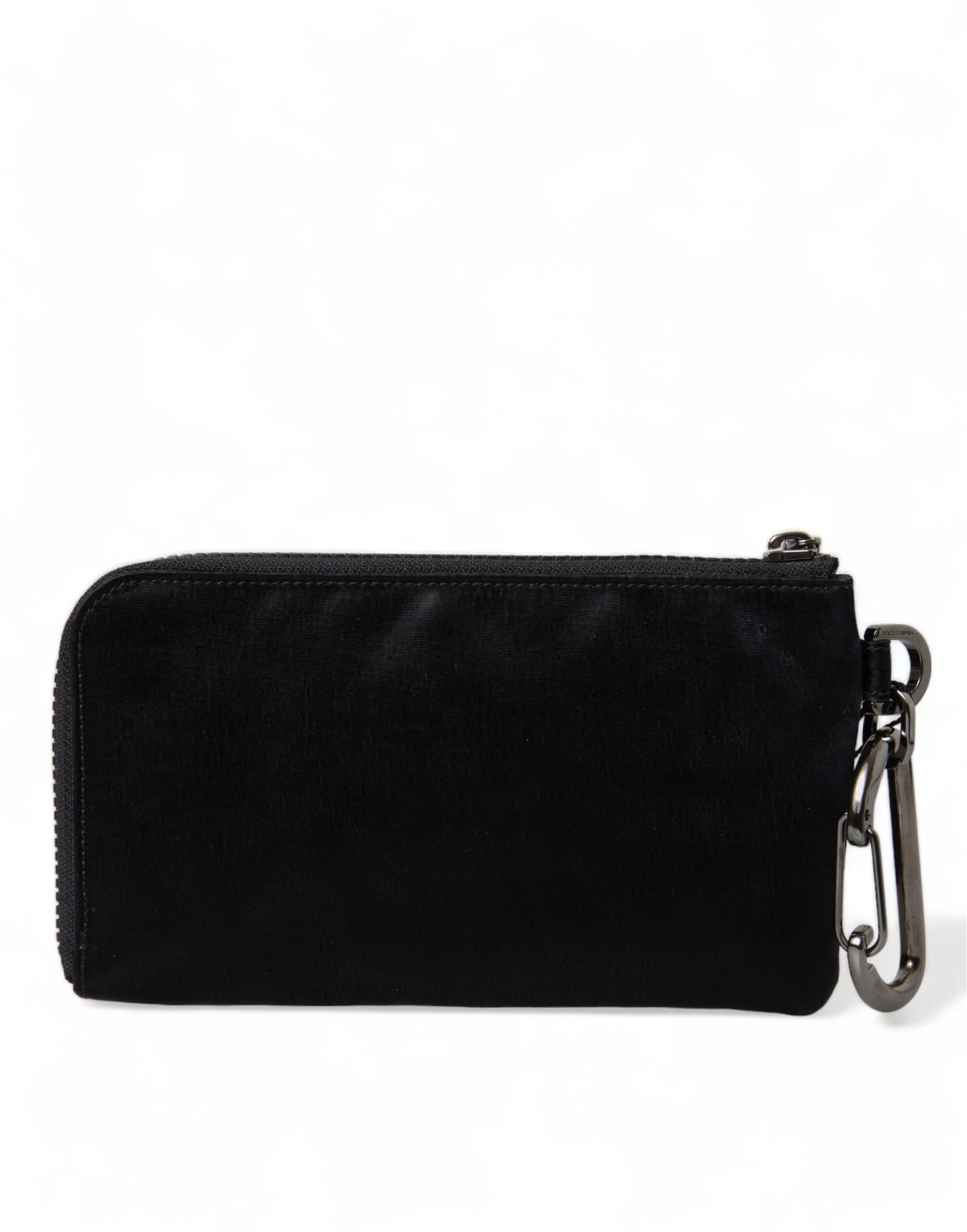 Dolce & Gabbana Black Nylon Logo Plaque Keyring Pouch Clutch Bag