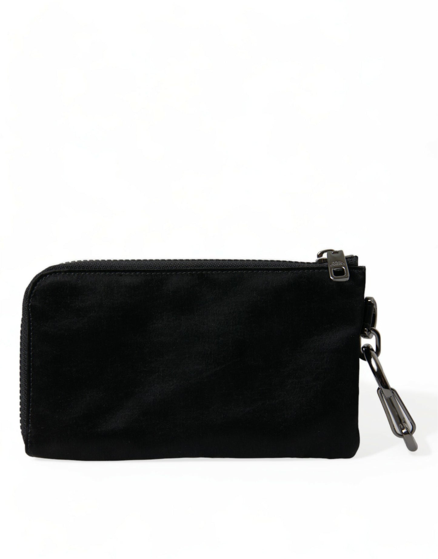 Dolce & Gabbana Black Nylon Logo Plaque Keyring Pouch Clutch Bag