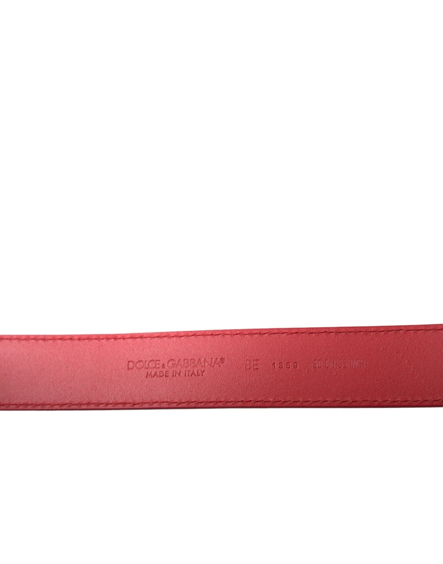 Dolce & Gabbana Red Calf Leather Silver Metal Buckle Belt