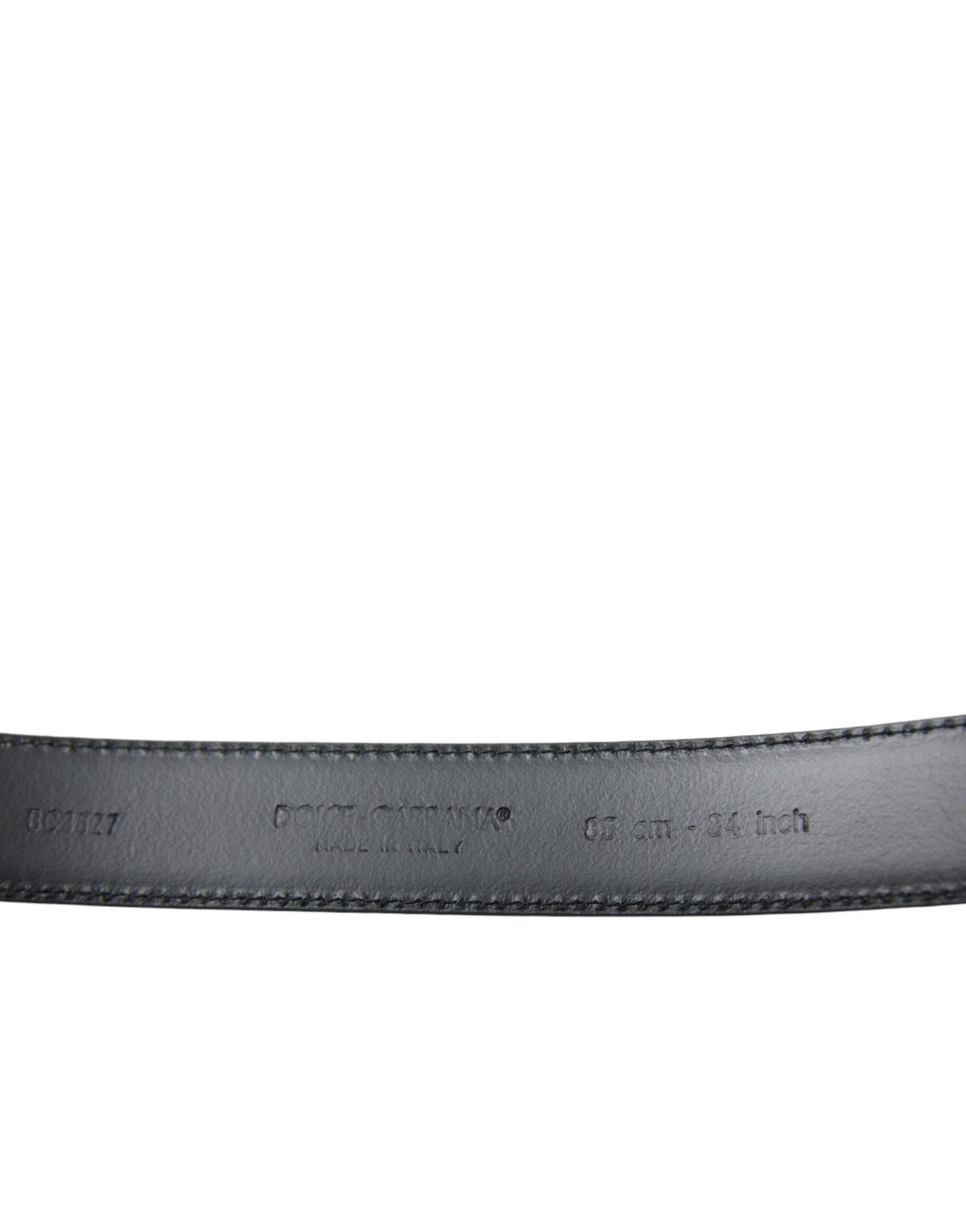 Dolce & Gabbana Black Calf Leather Silver Metal Buckle Belt