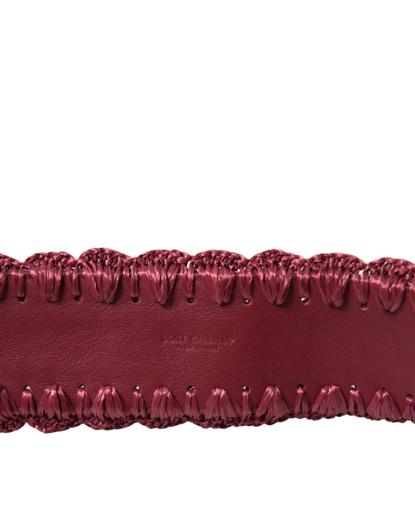 Dolce & Gabbana Maroon Beige Braided Canvas Wide Waist Belt