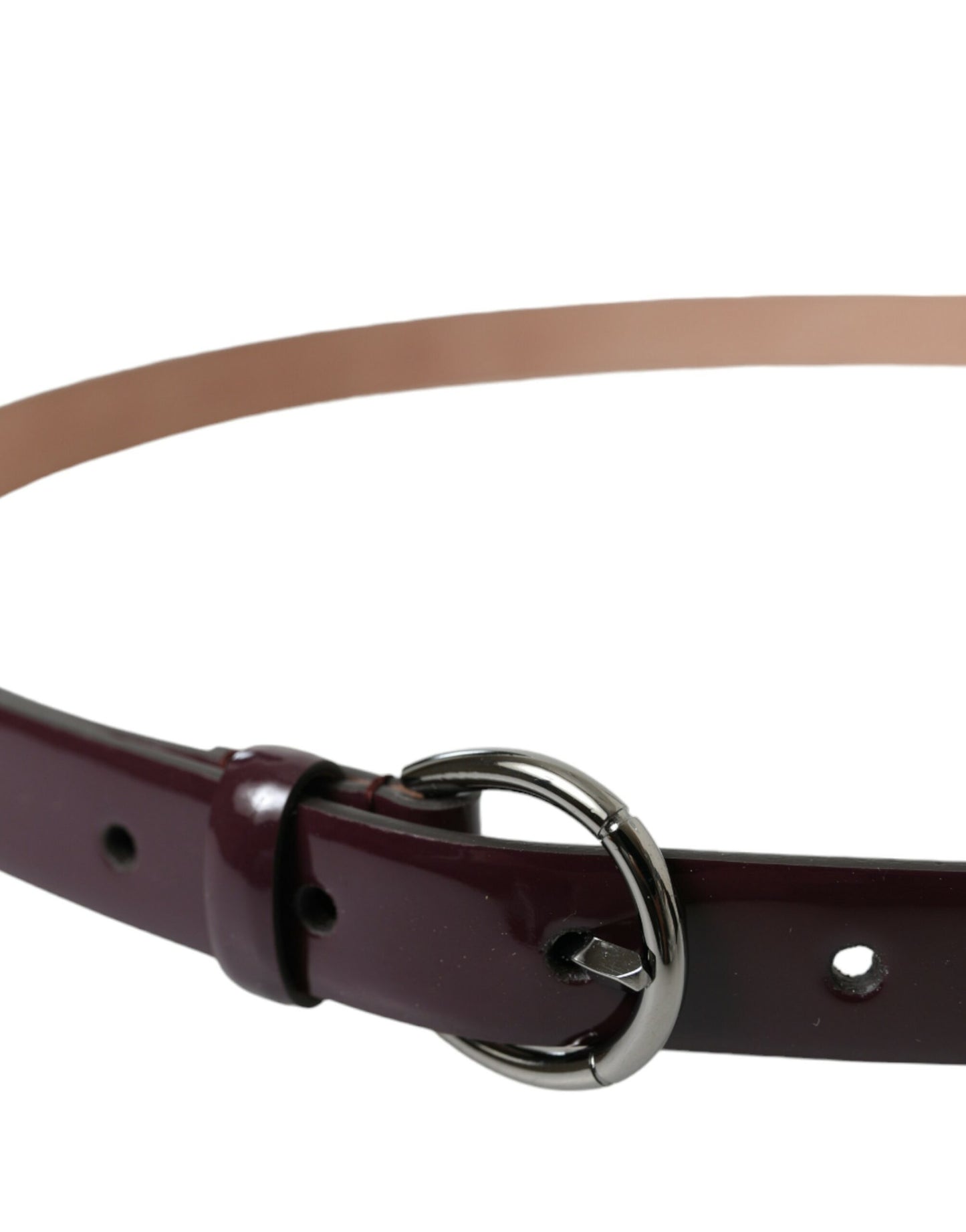 Dolce & Gabbana Maroon Leather Silver Metal Buckle Belt